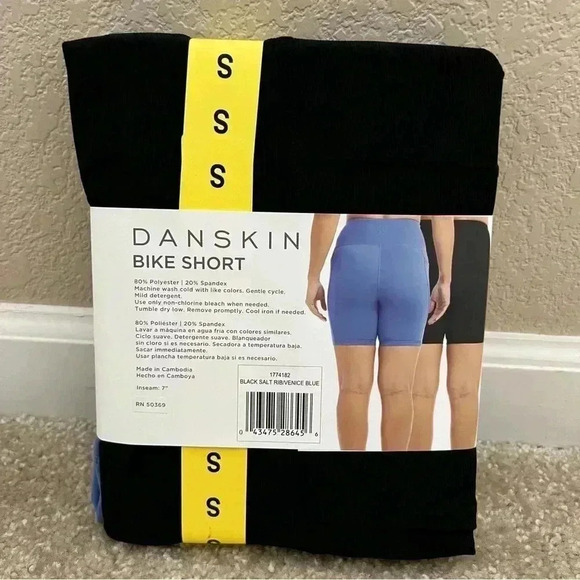 Danskin Bike Shorts NWT 2 Pack Black Blue High Waist Side Pocket Women Sz Small. - Picture 6 of 6